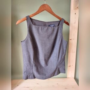 Ann Taylor Women's Gray Fitted And Cropped Sleeveles Top With Back Zipper Size 8